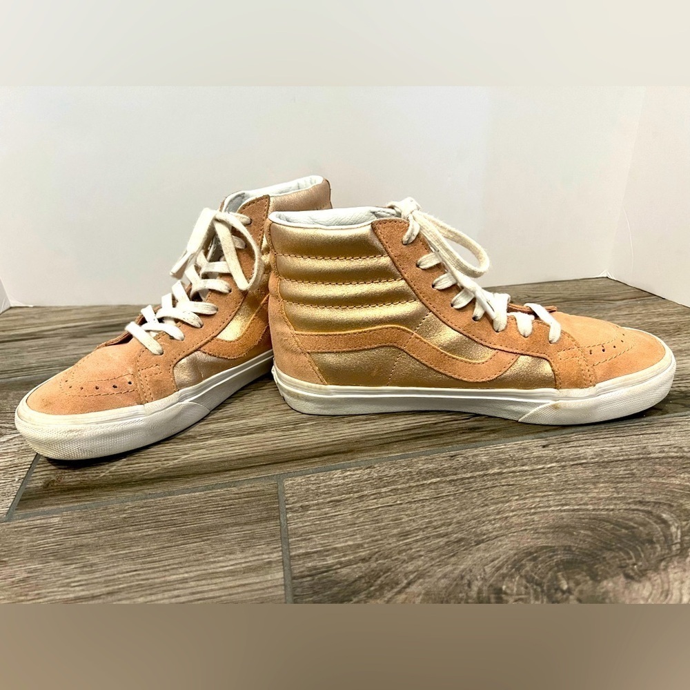 Vans Two Tone Metallic Sk-8 Hi Reissue Rose Gold High Top Sneaker Sz Women's 8.5 - Picture 6 of 14
